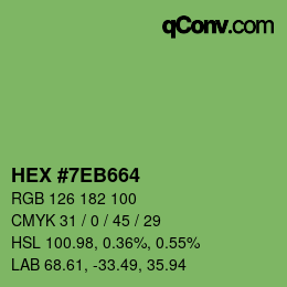 Color code: HEX #7EB664 | qconv.com