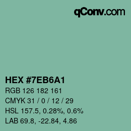 カラーコード: HEX #7EB6A1 | qconv.com