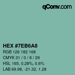 カラーコード: HEX #7EB6A8 | qconv.com