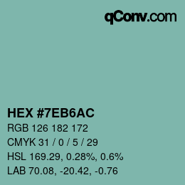 Color code: HEX #7EB6AC | qconv.com