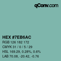カラーコード: HEX #7EB6AC | qconv.com