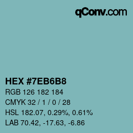 Farbcode: HEX #7EB6B8 | qconv.com