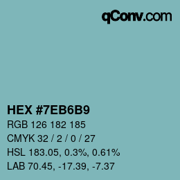 Farbcode: HEX #7EB6B9 | qconv.com