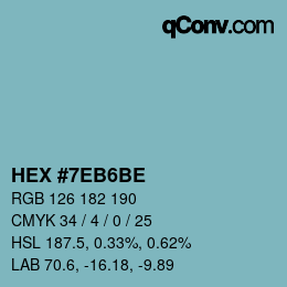 Color code: HEX #7EB6BE | qconv.com