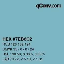 カラーコード: HEX #7EB6C2 | qconv.com