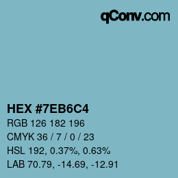 カラーコード: HEX #7EB6C4 | qconv.com