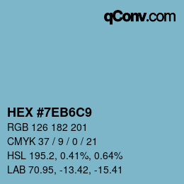 カラーコード: HEX #7EB6C9 | qconv.com