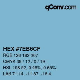 カラーコード: HEX #7EB6CF | qconv.com