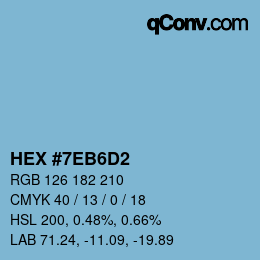 カラーコード: HEX #7EB6D2 | qconv.com