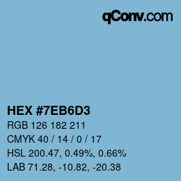 颜色代码: HEX #7EB6D3 | qconv.com