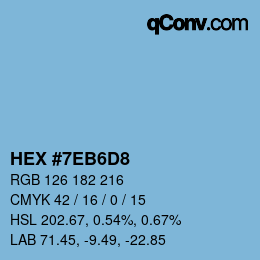 カラーコード: HEX #7EB6D8 | qconv.com