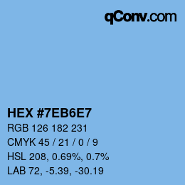 カラーコード: HEX #7EB6E7 | qconv.com