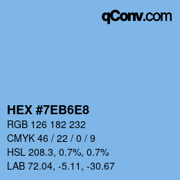カラーコード: HEX #7EB6E8 | qconv.com