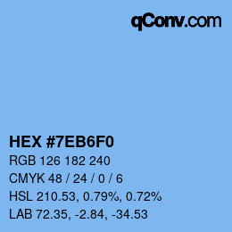 Farbcode: HEX #7EB6F0 | qconv.com