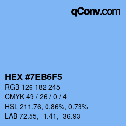 カラーコード: HEX #7EB6F5 | qconv.com