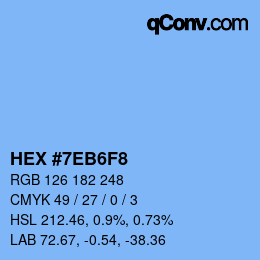 カラーコード: HEX #7EB6F8 | qconv.com