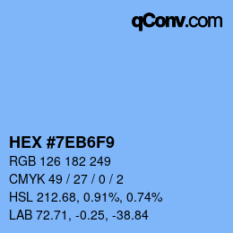 カラーコード: HEX #7EB6F9 | qconv.com