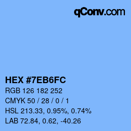 カラーコード: HEX #7EB6FC | qconv.com