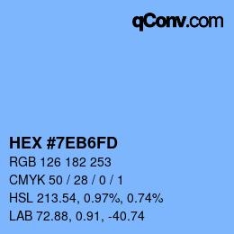 カラーコード: HEX #7EB6FD | qconv.com