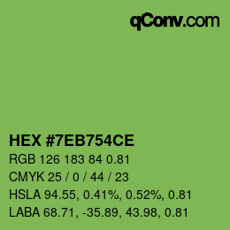 颜色代码: HEX #7EB754CE | qconv.com