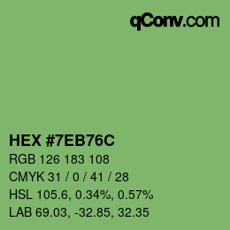 Color code: HEX #7EB76C | qconv.com