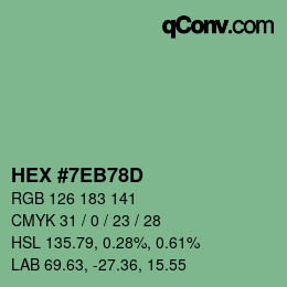 Color code: HEX #7EB78D | qconv.com