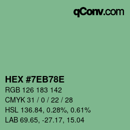 Color code: HEX #7EB78E | qconv.com