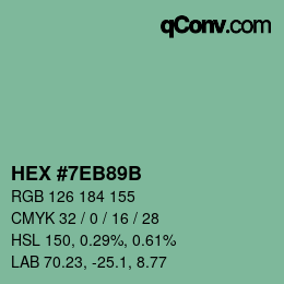 Color code: HEX #7EB89B | qconv.com