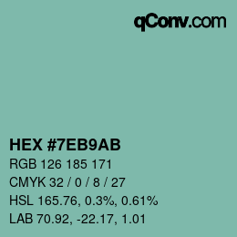 Color code: HEX #7EB9AB | qconv.com