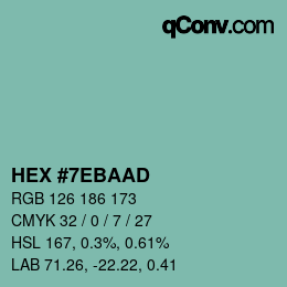 Color code: HEX #7EBAAD | qconv.com