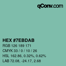 カラーコード: HEX #7EBDAB | qconv.com
