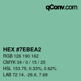 カラーコード: HEX #7EBEA2 | qconv.com