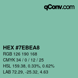 カラーコード: HEX #7EBEA8 | qconv.com