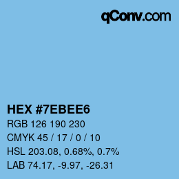 カラーコード: HEX #7EBEE6 | qconv.com