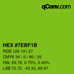 Color code: HEX #7EBF1B | qconv.com