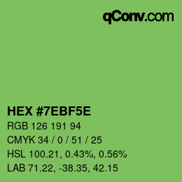 カラーコード: HEX #7EBF5E | qconv.com