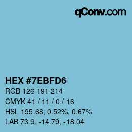 カラーコード: HEX #7EBFD6 | qconv.com
