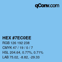 カラーコード: HEX #7EC0EE | qconv.com