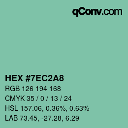 カラーコード: HEX #7EC2A8 | qconv.com