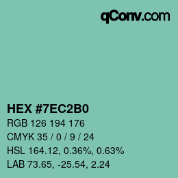 カラーコード: HEX #7EC2B0 | qconv.com