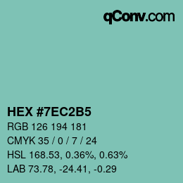 カラーコード: HEX #7EC2B5 | qconv.com