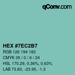 カラーコード: HEX #7EC2B7 | qconv.com