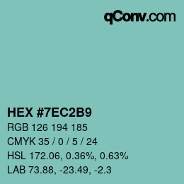 カラーコード: HEX #7EC2B9 | qconv.com