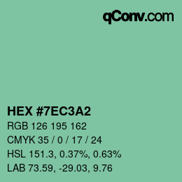 カラーコード: HEX #7EC3A2 | qconv.com