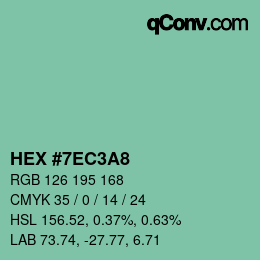 カラーコード: HEX #7EC3A8 | qconv.com