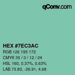 カラーコード: HEX #7EC3AC | qconv.com