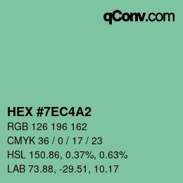 颜色代码: HEX #7EC4A2 | qconv.com