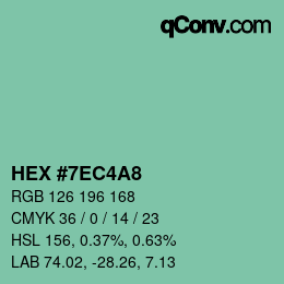 颜色代码: HEX #7EC4A8 | qconv.com