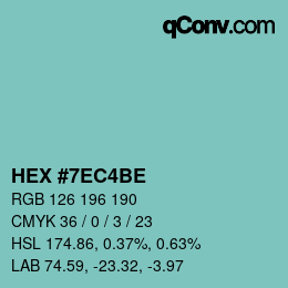 Color code: HEX #7EC4BE | qconv.com