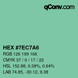 カラーコード: HEX #7EC7A6 | qconv.com